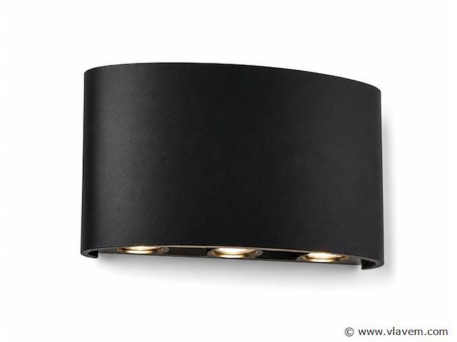 10 x led buiten wandlamp – 6w – 4200k neutraal wit - zwart – ip65 – proton-6 - afbeelding 2 van  5