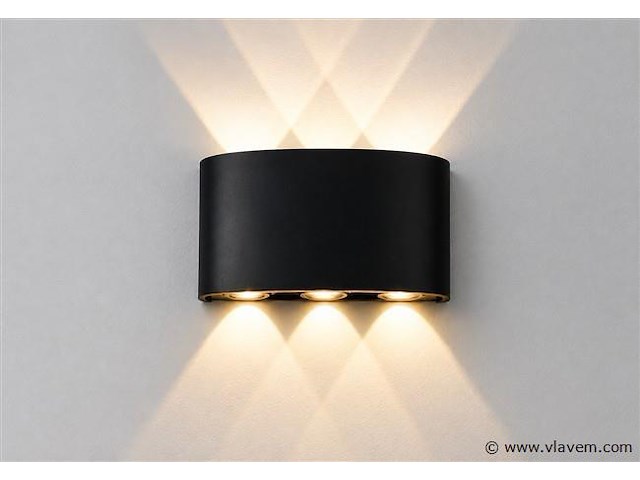 10 x led buiten wandlamp – 6w – 4200k neutraal wit - zwart – ip65 – proton-6 - afbeelding 3 van  5
