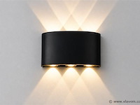 10 x led buiten wandlamp – 6w – 4200k neutraal wit - zwart – ip65 – proton-6 - afbeelding 3 van  5