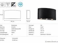 10 x led buiten wandlamp – 6w – 4200k neutraal wit - zwart – ip65 – proton-6 - afbeelding 4 van  5