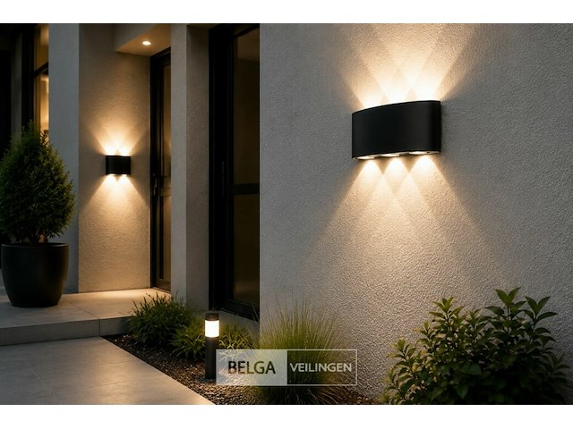 10 x led buiten wandlamp – 6w – 4200k neutraal wit - zwart – ip65 – proton-6 - afbeelding 1 van  6