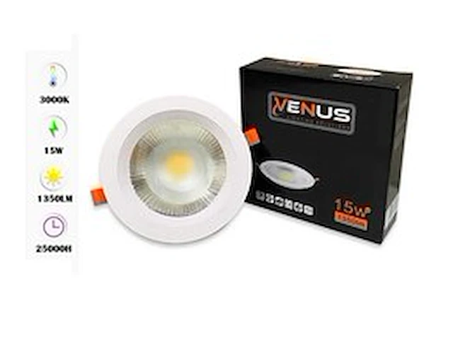 10 x led downlight – 15w – 3000k warm wit – ip20 - afbeelding 1 van  6