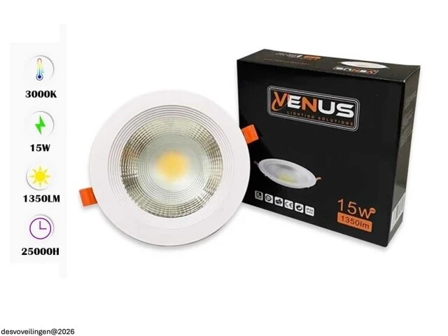 10 x led downlight – 15w – 3000k warm wit – ip20 - afbeelding 2 van  6