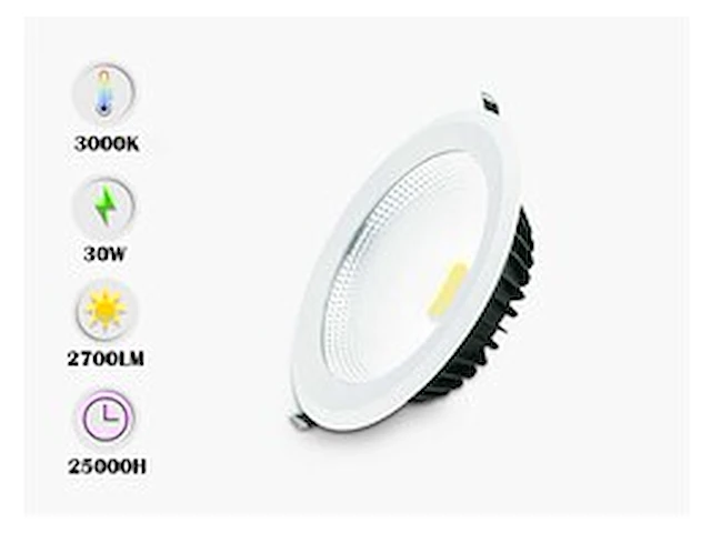 10 x led downlight – 30w – 6500k koud wit – cob – ip20 - afbeelding 1 van  5