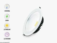 10 x led downlight – 30w – 6500k koud wit – cob – ip20 - afbeelding 2 van  5