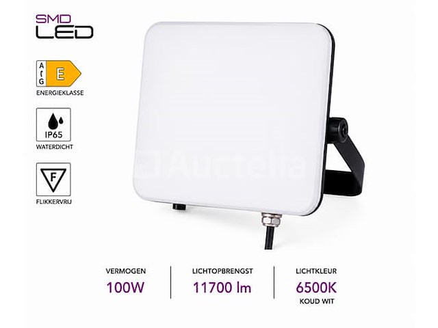 10 x led frameless floodlight 100w – 6400k koud wit – ip66 – pegasus-100 - afbeelding 1 van  5