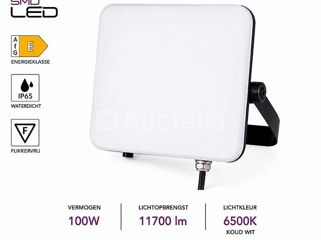 10 x led frameless floodlight 100w – 6400k koud wit – ip66 – pegasus-100 - afbeelding 1 van  5