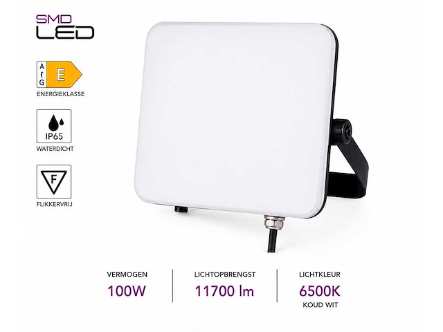 10 x led frameless floodlight 100w – 6400k koud wit – ip66 – pegasus-100 - afbeelding 2 van  5