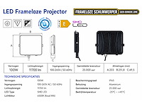10 x led frameless floodlight 100w – 6400k koud wit – ip66 – pegasus-100 - afbeelding 4 van  5