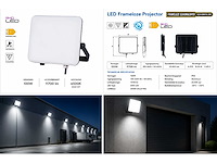 10 x led frameless floodlight 100w – 6400k koud wit – ip66 – pegasus-100 - afbeelding 5 van  5