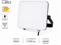 10 x led frameless floodlight 100w – 6400k koud wit – ip66 – pegasus-100 - afbeelding 2 van  5