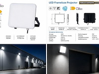 10 x led frameless floodlight 100w – 6400k koud wit – ip66 – pegasus-100 - afbeelding 5 van  5