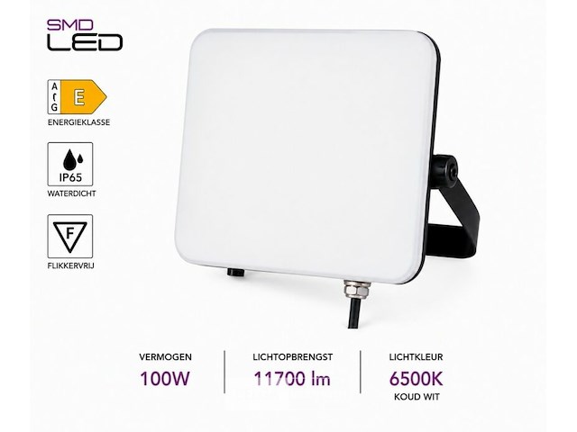 10 x led frameless floodlight 100w – 6400k koud wit – ip66 – pegasus-100 - afbeelding 3 van  6