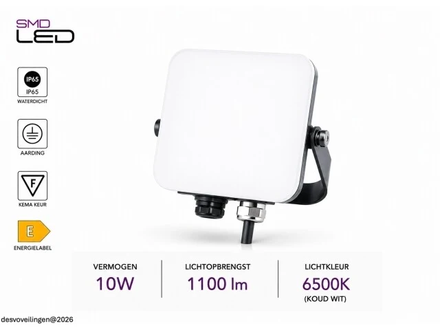 10 x led frameless floodlight 10w – 6400k koud wit – ip66 – pegasus-10 - afbeelding 3 van  6