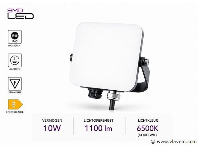 10 x led frameless floodlight 10w – 6400k koud wit – ip66 – pegasus-10 - afbeelding 2 van  5