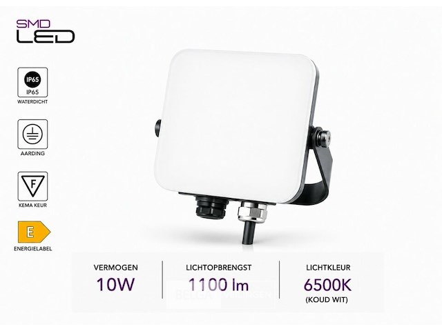 10 x led frameless floodlight 10w – 6400k koud wit – ip66 – pegasus-10 - afbeelding 3 van  6