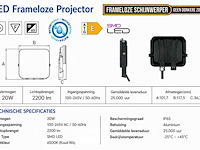 10 x led frameless floodlight 20w – 6400k koud wit – ip66 – pegasus-20 - afbeelding 5 van  6