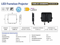 10 x led frameless floodlight 30w – 6400k koud wit – ip66 – pegasus-30 - afbeelding 1 van  5