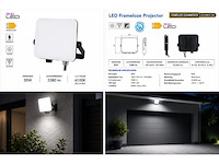 10 x led frameless floodlight 30w – 6400k koud wit – ip66 – pegasus-30 - afbeelding 4 van  5