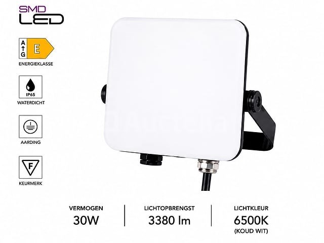 10 x led frameless floodlight 30w – 6400k koud wit – ip66 – pegasus-30 - afbeelding 1 van  5
