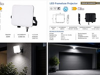 10 x led frameless floodlight 30w – 6400k koud wit – ip66 – pegasus-30 - afbeelding 2 van  5