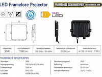 10 x led frameless floodlight 30w – 6400k koud wit – ip66 – pegasus-30 - afbeelding 4 van  5
