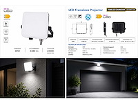 10 x led frameless floodlight 30w – 6400k koud wit – ip66 – pegasus-30 - afbeelding 5 van  5