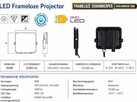 10 x led frameless floodlight 30w – 6400k koud wit – ip66 – pegasus-30 - afbeelding 5 van  6