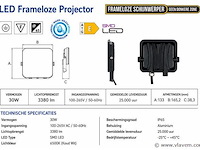 10 x led frameless floodlight 30w – 6400k koud wit – ip66 – pegasus-30 - afbeelding 4 van  5