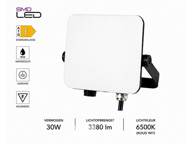 10 x led frameless floodlight 30w – 6400k koud wit – ip66 – pegasus-30 - afbeelding 3 van  6