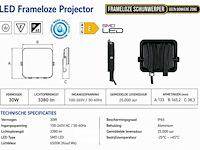 10 x led frameless floodlight 30w – 6400k koud wit – ip66 – pegasus-30 - afbeelding 5 van  6