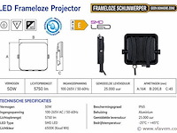 10 x led frameless floodlight 50w – 6400k koud wit – ip66 – pegasus-50 - afbeelding 4 van  5