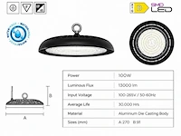 10 x led highbay ufo – 100w – 6400k koud wit – ip65 – agora-100 - afbeelding 5 van  6