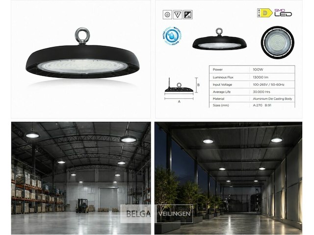 10 x led highbay ufo – 100w – 6400k koud wit – ip65 – agora-100 - afbeelding 6 van  6