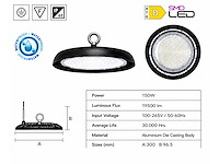 10 x led highbay ufo – 150w – 6400k koud wit – ip65 – agora-150 - afbeelding 4 van  5