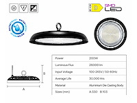 10 x led highbay ufo – 200w – 6400k koud wit – ip65 – agora-200 - afbeelding 4 van  5