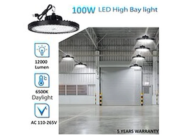 10 x led highbay ufo pro 100w – instelbaar 60% / 80% / 100% – 6500k – web-100 - afbeelding 1 van  7