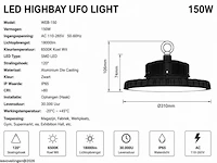 10 x led highbay ufo pro 150w – instelbaar 60% / 80% / 100% – 6500k – web-150 - afbeelding 6 van  7