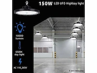 10 x led highbay ufo pro 150w – instelbaar 60% / 80% / 100% – 6500k – web-150 - afbeelding 1 van  6