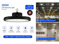 10 x led highbay ufo pro 200w – instelbaar 60% / 80% / 100% – 4000k – web-200 - afbeelding 1 van  5