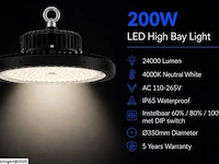 10 x led highbay ufo pro 200w – instelbaar 60% / 80% / 100% – 4000k – web-200 - afbeelding 2 van  6