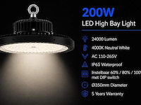 10 x led highbay ufo pro 200w – instelbaar 60% / 80% / 100% – 4000k – web-200 - afbeelding 1 van  5
