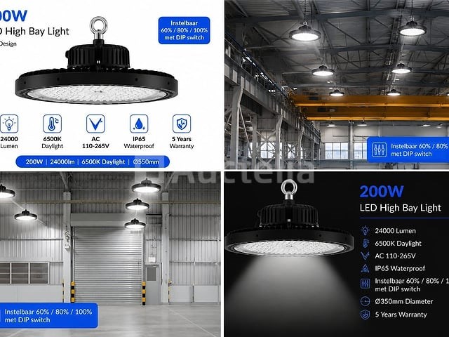 10 x led highbay ufo pro 200w – instelbaar 60% / 80% / 100% – 6500k – web-200 - afbeelding 3 van  6