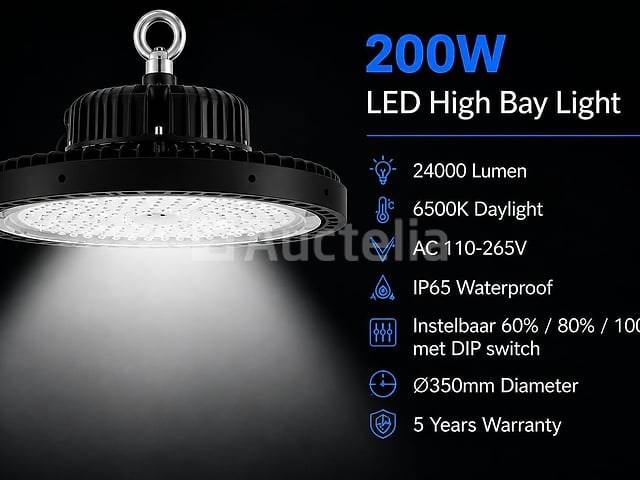10 x led highbay ufo pro 200w – instelbaar 60% / 80% / 100% – 6500k – web-200 - afbeelding 5 van  6