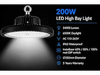 10 x led highbay ufo pro 200w – instelbaar 60% / 80% / 100% – 6500k – web-200 - afbeelding 1 van  6