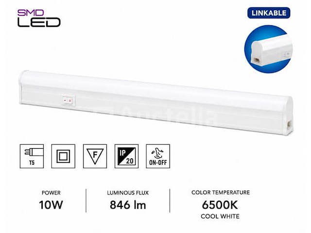 10 x led onderbouw lamp 10w – 6400k koud wit - wit – 90cm – ip20 – sigma-10 - afbeelding 1 van  5