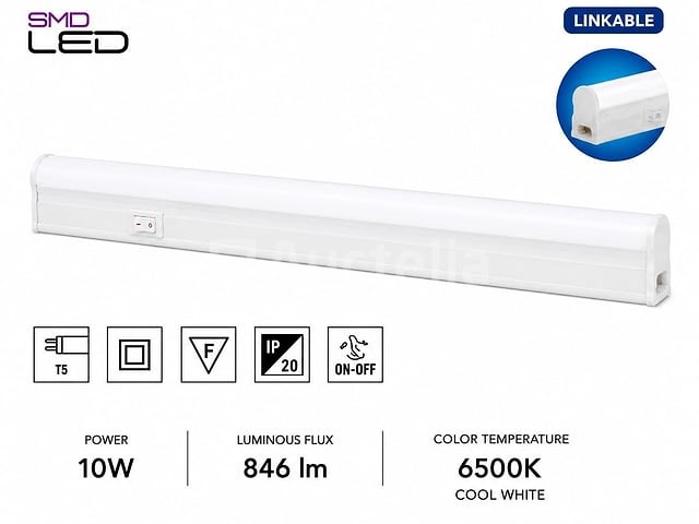 10 x led onderbouw lamp 10w – 6400k koud wit - wit – 90cm – ip20 – sigma-10 - afbeelding 1 van  5
