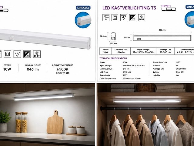 10 x led onderbouw lamp 10w – 6400k koud wit - wit – 90cm – ip20 – sigma-10 - afbeelding 4 van  5