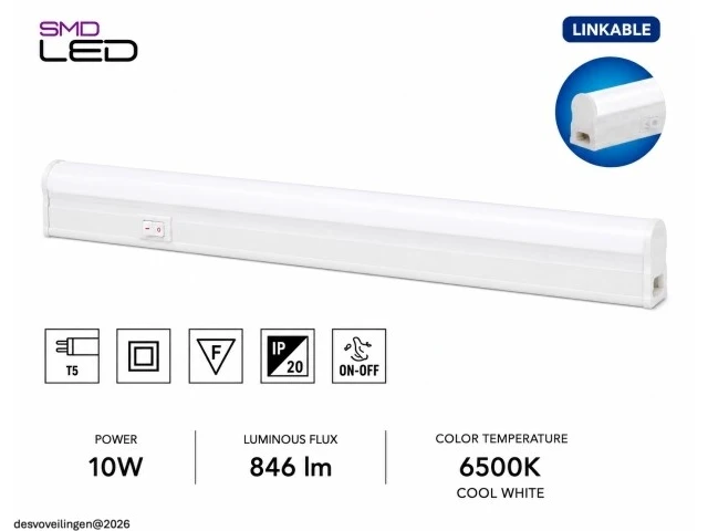 10 x led onderbouw lamp 10w – 6400k koud wit - wit – 90cm – ip20 – sigma-10 - afbeelding 2 van  6