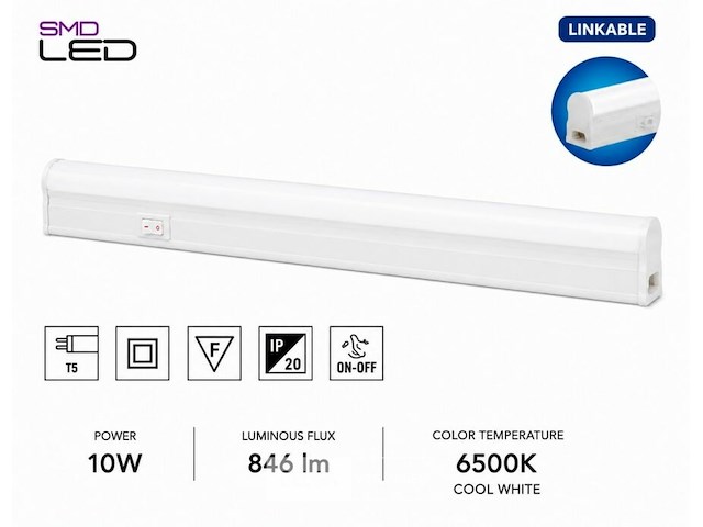 10 x led onderbouw lamp 10w – 6400k koud wit - wit – 90cm – ip20 – sigma-10 - afbeelding 2 van  6